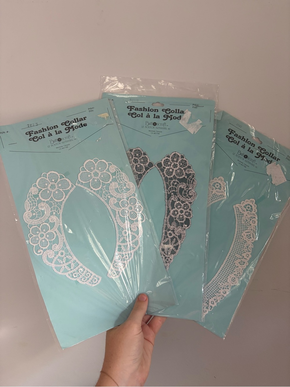 Vintage Deadstock NWT Lace Collar Appliqués Set of Three